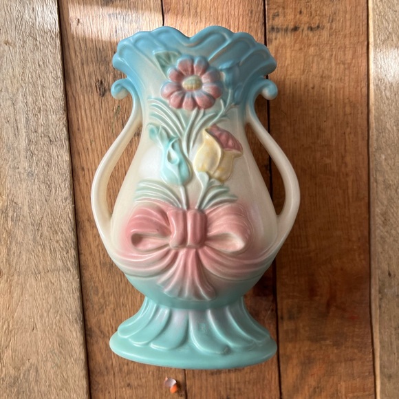 RARE Vintage Original Hull Art Bow Knot Double Handle Vase B-7-8.5” - Picture 8 of 16